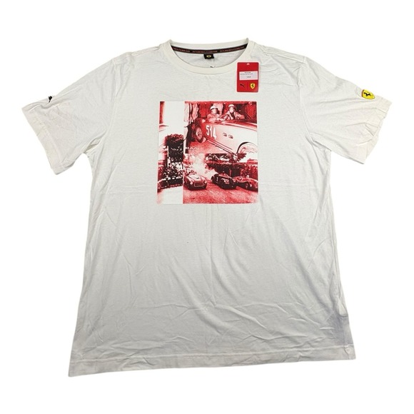 Puma Ferrari Scuderia XL Tee White NWT Graphic Car Racing‎ - Picture 1 of 9